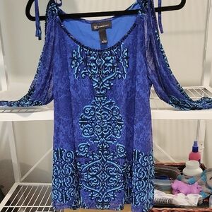 INC International Concepts Blue Cold Shoulder Blouse